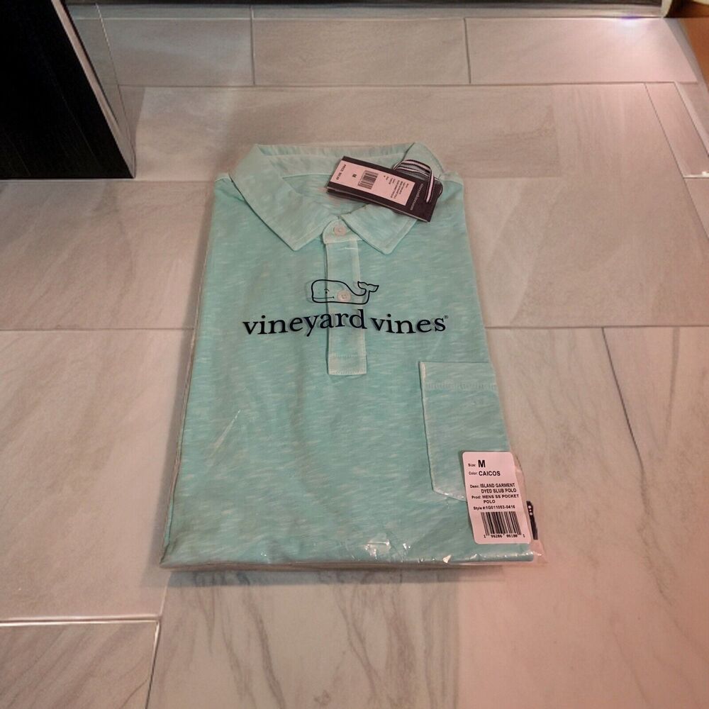 NWT VINEYARD VINES Mens ISLAND Dyed COTTON Pocket Polo CAICOS MED - Picture 9 of 16